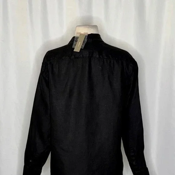 NWT!! J. CREW Garçon Classic Shirt Baird McNutt Irish Linen Solid Black Size 12